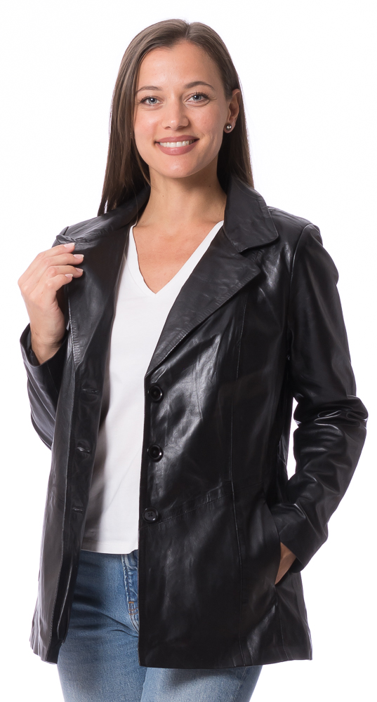 Riccarda schwarzer Damen Leder Blazer von TRENDZONE