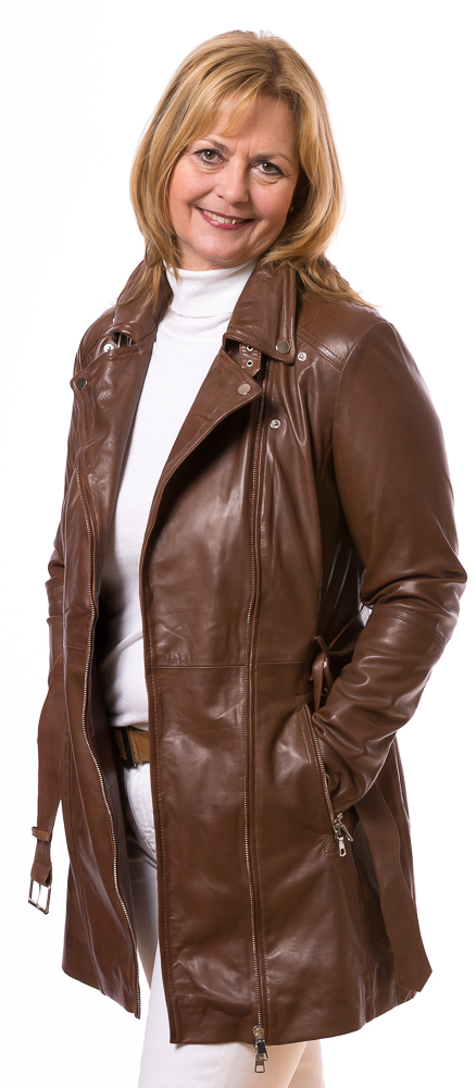Neusiedl-20233 Biker long whisky Leder Mantel für Frauen von TRENDZONE