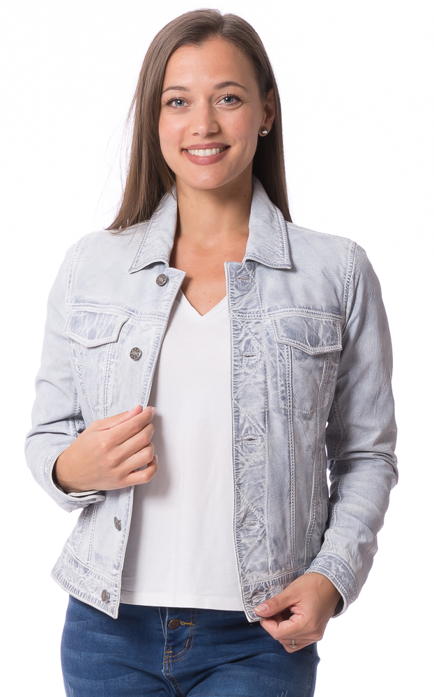 Joslyn light blue Leder Jeansjacke für Damen von ROCKANDBLUE