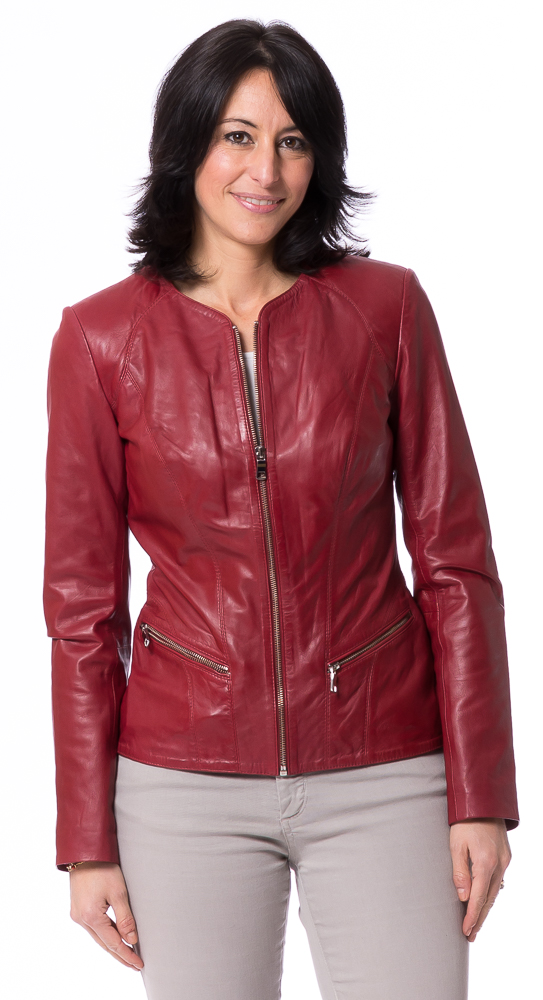 K-16-19 rot Damen Lederjacke von TRENDZONE