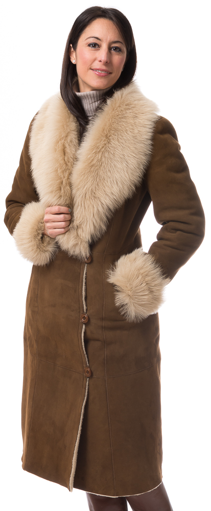 Donna camel Damen Lammfellmantel von TRENDZONE