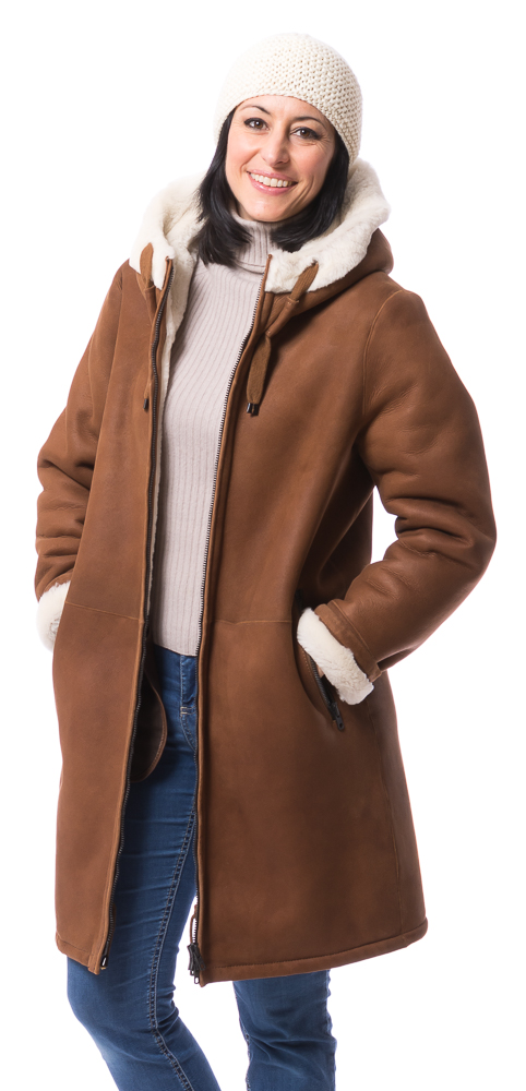 Anne 90 cognac Lammfelljacke für Damen von TRENDZONE