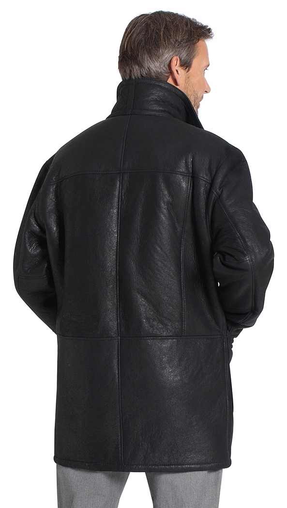 Diego schwarz Herren Lammfelljacke 