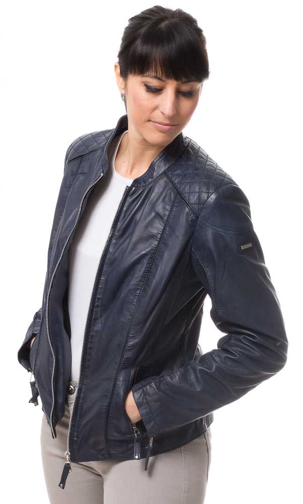 8474 blau Damen Leder Jacke von CABRINI