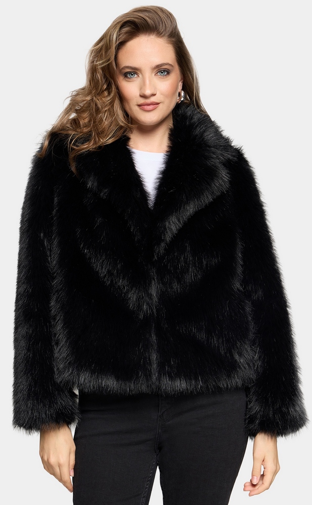 Duffy black Faux Fur Fox luxury Jacke von ROCKANDBLUE