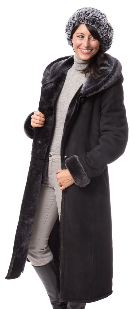 Cristina-14295 Annecy 110 anthrazit Lammfell Kurzmantel von TRENDZONE