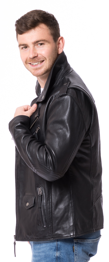 London schwarz Biker Jacke aus Lammleder von ROCKHILL