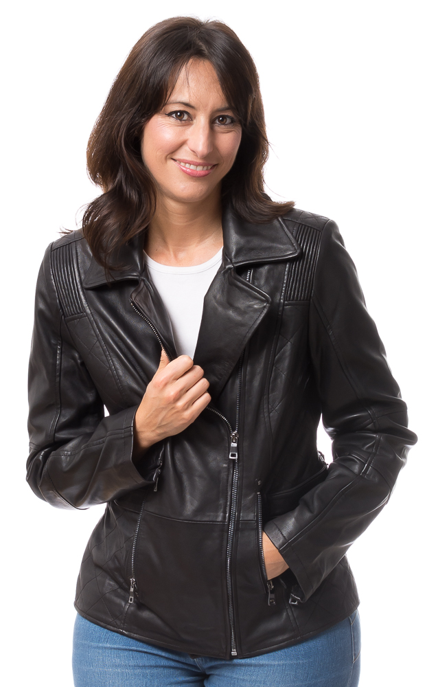 Ariane schwarze Lederjacke für Damen von TRENDZONE