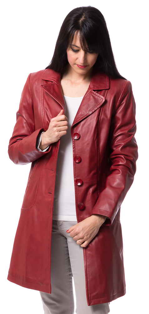 Neusiedl-1842660a3d16bf2f6c Damen Kurz-Ledermantel rot Claudia