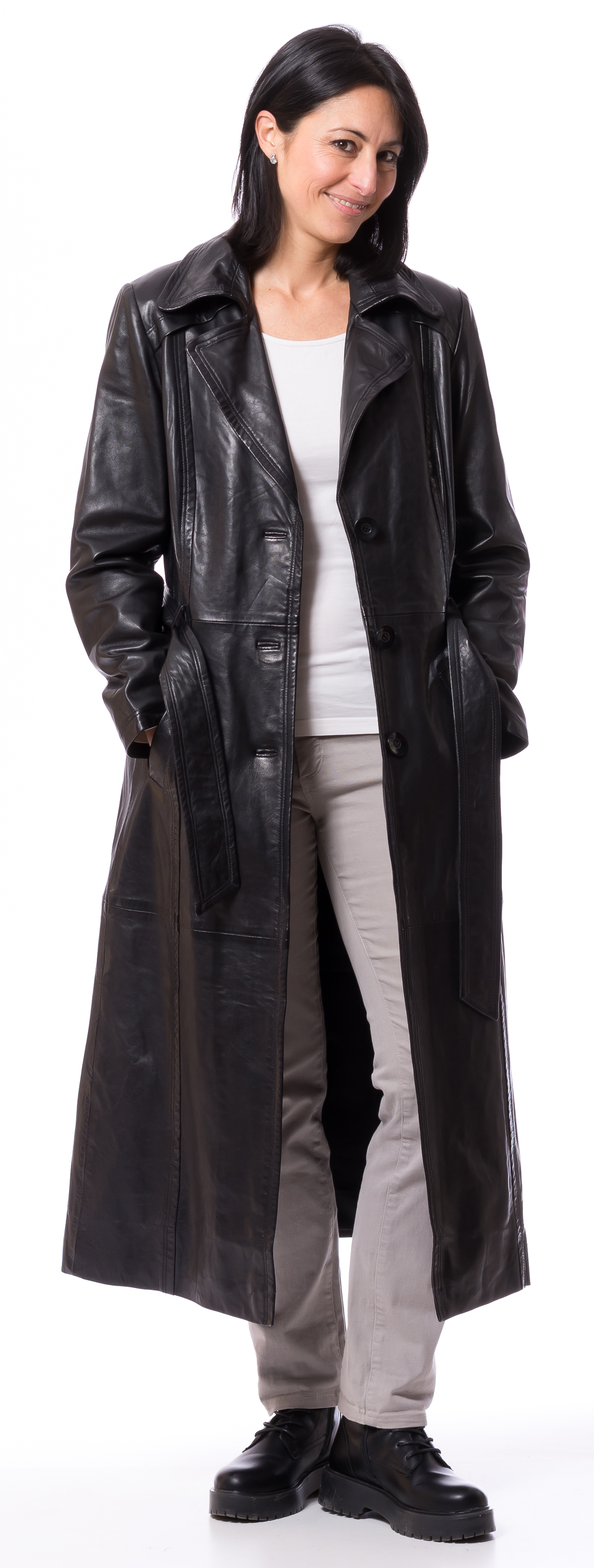 Neusiedl-21853 Sally 120 schwarz Mantel aus Nappa-Leder von TRENDZONE