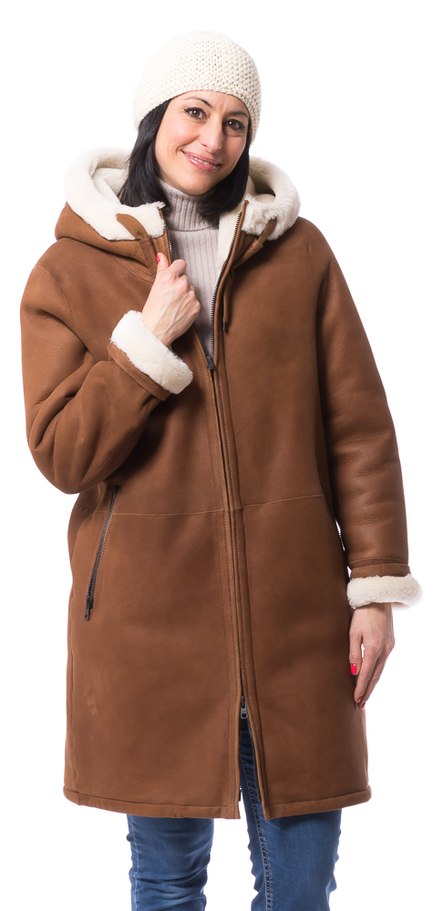 Anne 90 cognac Lammfelljacke für Damen von TRENDZONE