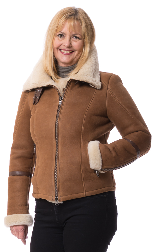 Nili cognac o. sportliche Damen Lammfelljacke von TRENDZONE