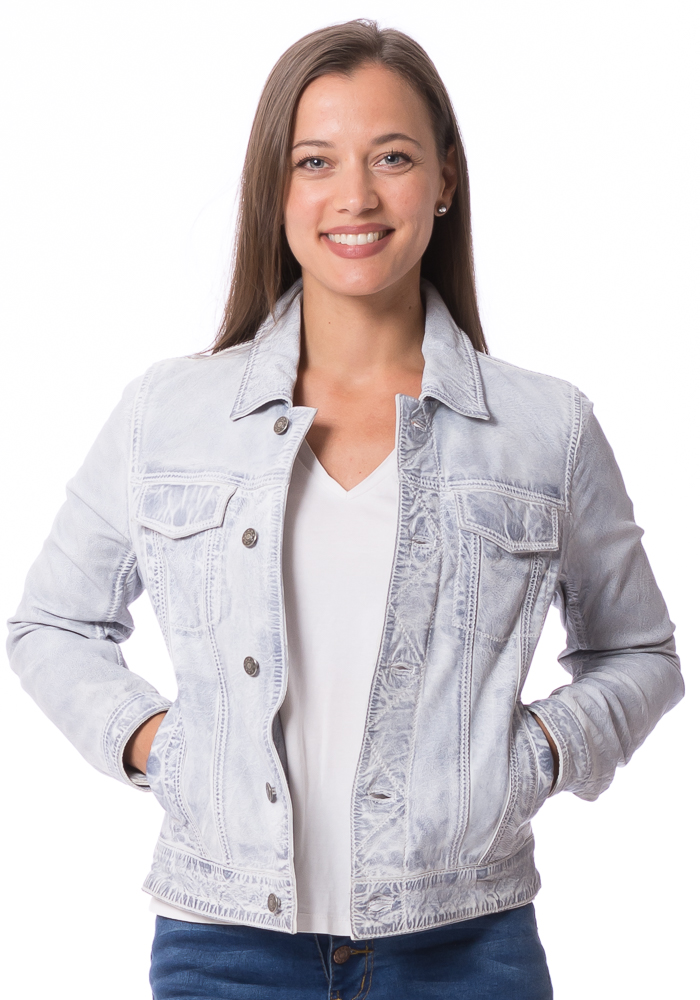 Joslyn light blue Leder Jeansjacke für Damen von ROCKANDBLUE
