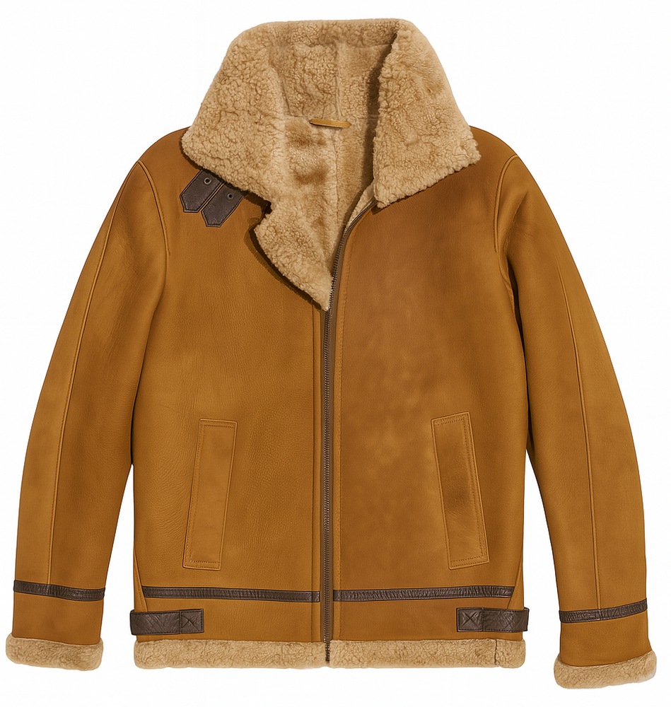 B-3 messing Piloten Lammfelljacke von TRENZDONE