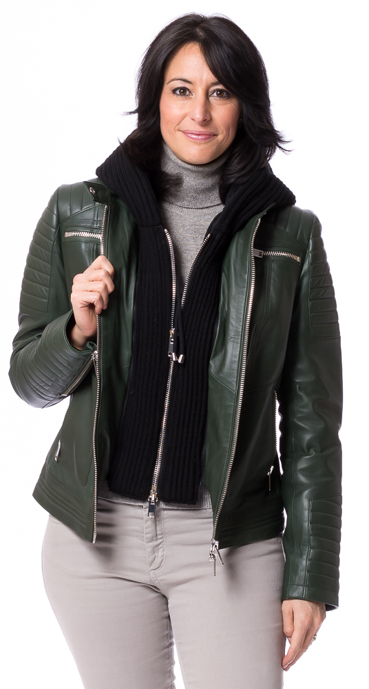 SR-1115 grün Nappa Lederjacke von TRENDZONE