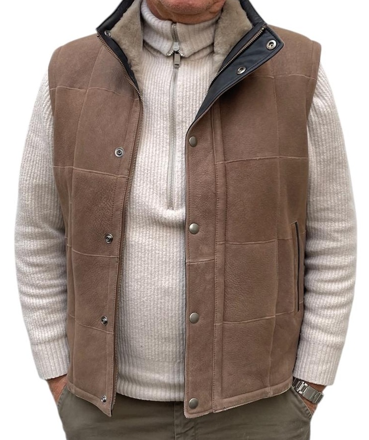 Enzo nougat Herren Lammfellweste von TRENDZONE  