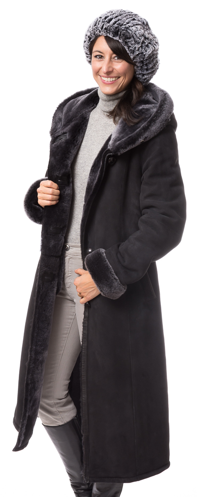 Cristina-14294 Annecy 110 anthrazit Lammfell Kurzmantel von TRENDZONE