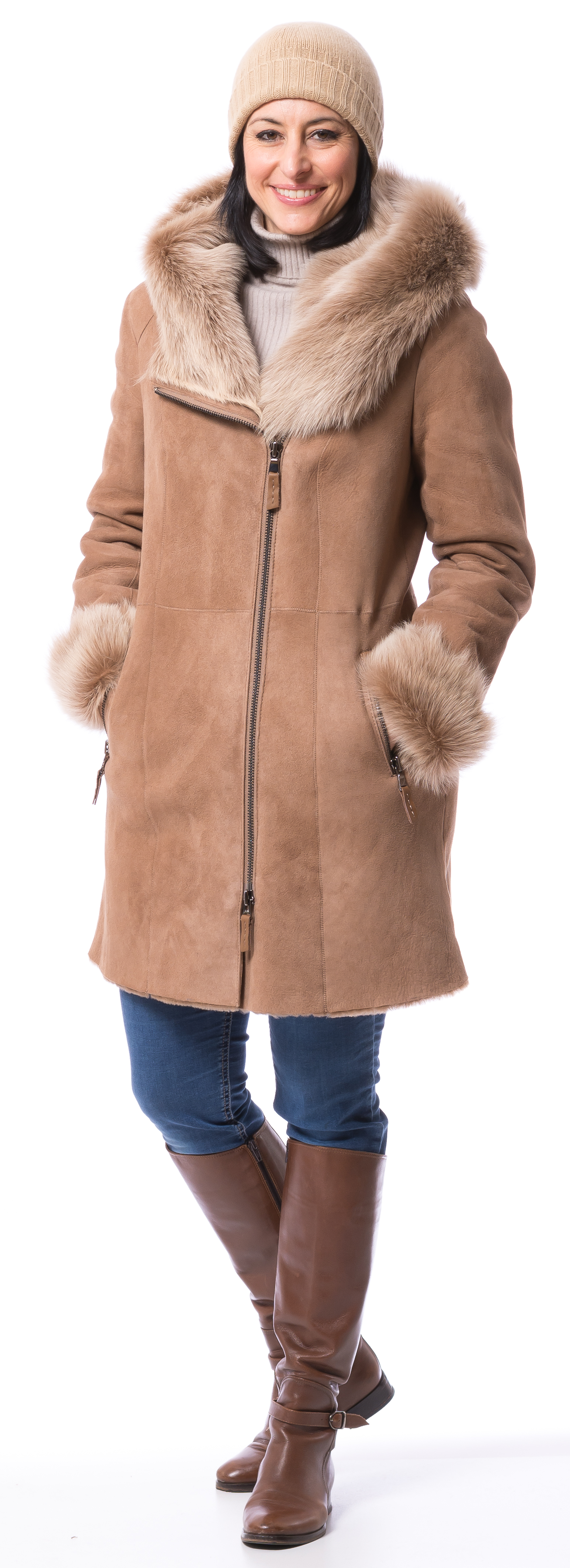 Neusiedl-23367 Milly Kap Tos caramel Damen Lammfelljacke von TRENDZONE