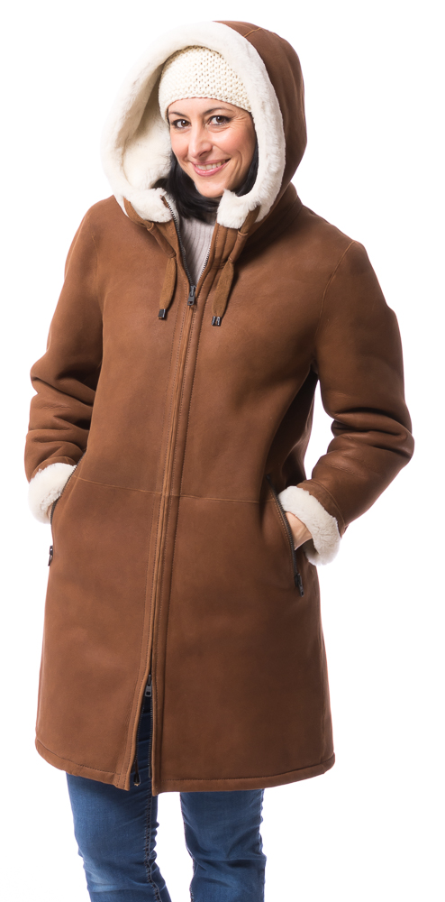 Anne 90 cognac Lammfelljacke für Damen von TRENDZONE