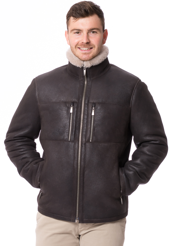 Lukas braun Seiden-Lammfell Jacke für Männer von TRENDZONE