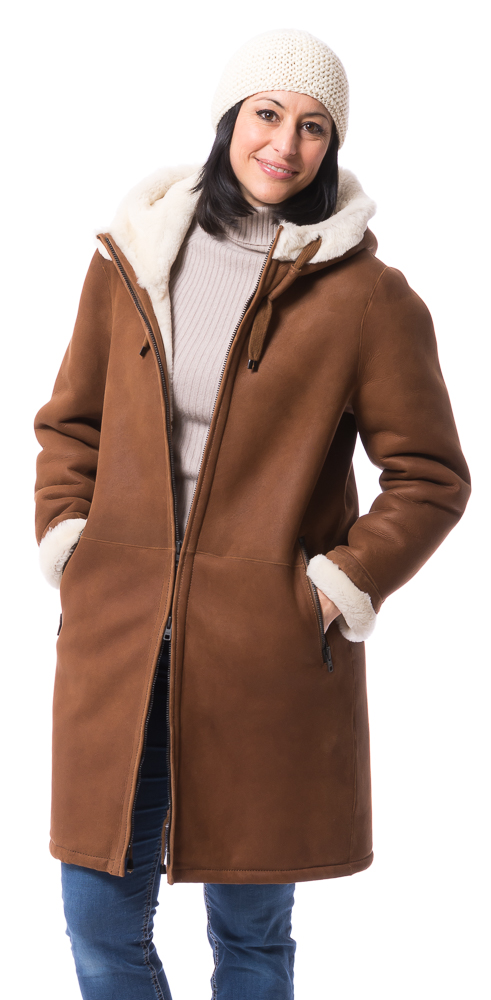 Anne 90 cognac Lammfelljacke für Damen von TRENDZONE