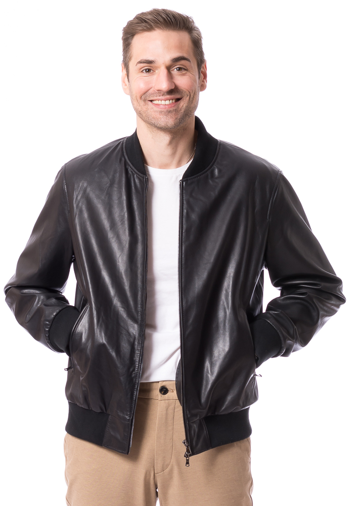 Angus schwarzer Lederblouson von TRENDZONE