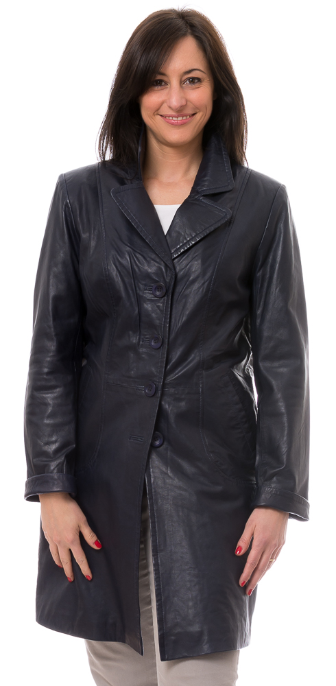 Claudia dunkelblauer Ledergehrock von TRENDZONE