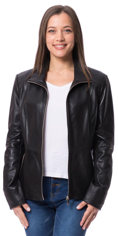 Selma schwarz Soft-Nappaleder Jacke für Frauen von TRENDZONE