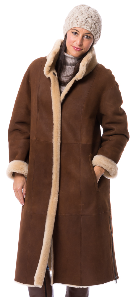 cristina-16292 Marlene cognac Damen Lammfellmantel von TRENDZONE