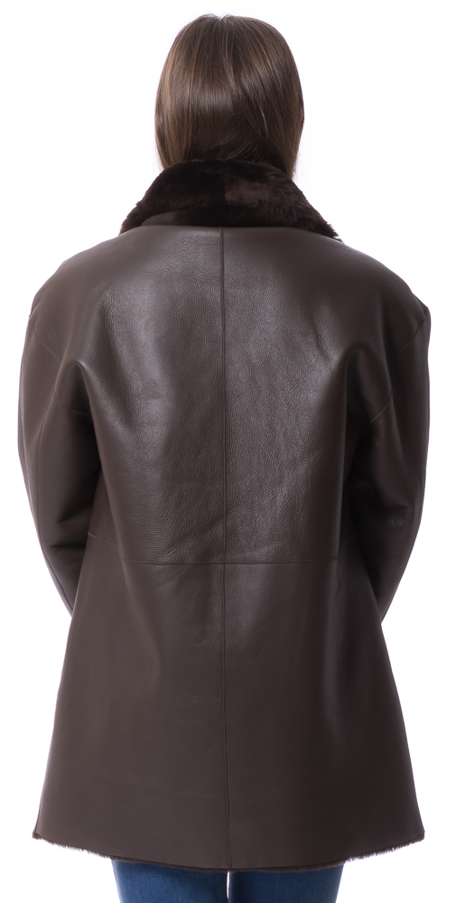 Selina dunkelbraun Lammfell Wendejacke für Damen von TRENDZONE
