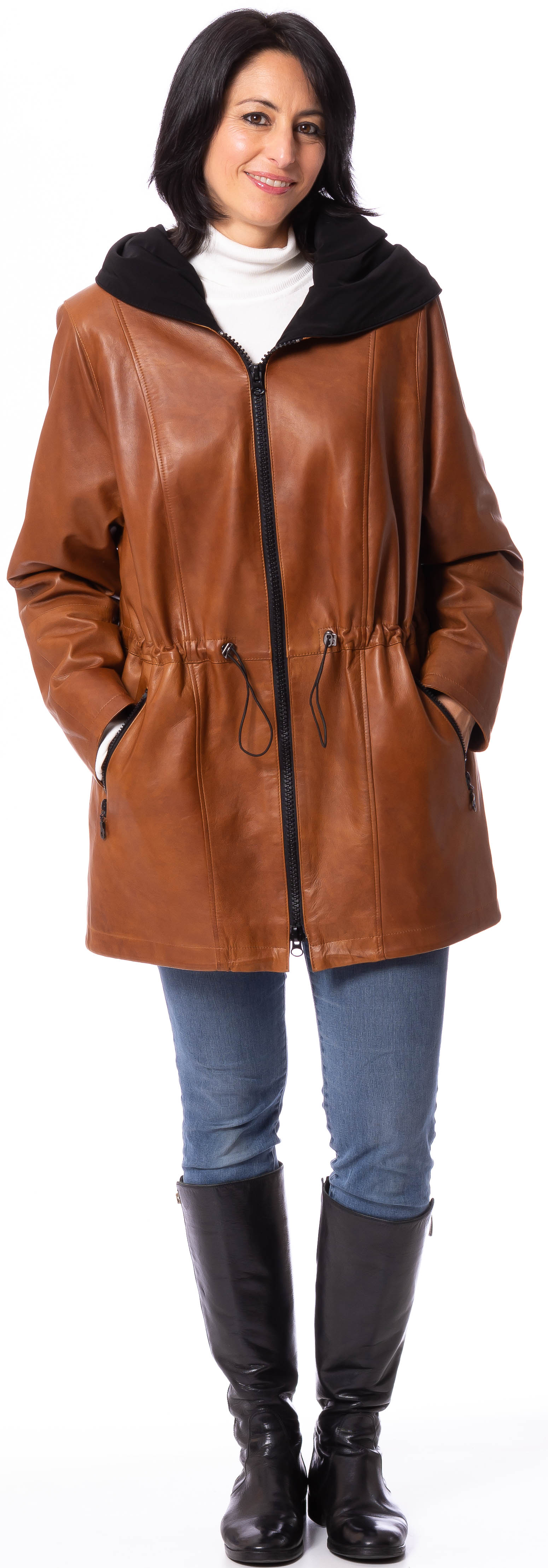 Neusiedl-21001RXw8zuzq2NlqB SR-1177 cognac Lederparka für Damen von TRENDZONE