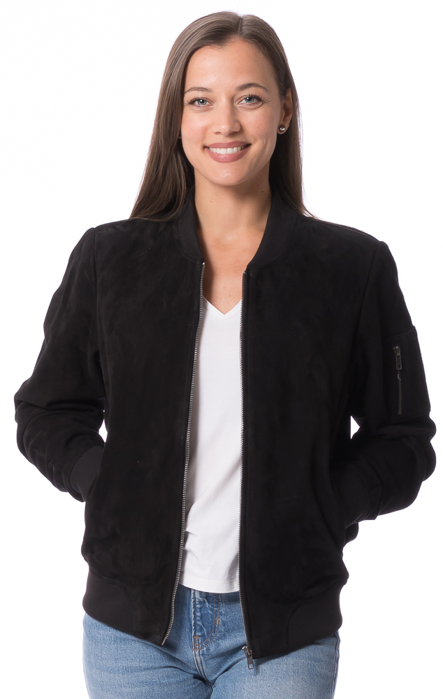 845 schwarz College Blouson aus Ziegenvelour Leder