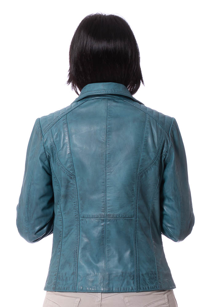 Night tükis-grüne Lederjacke für Damen von TRENDZONE