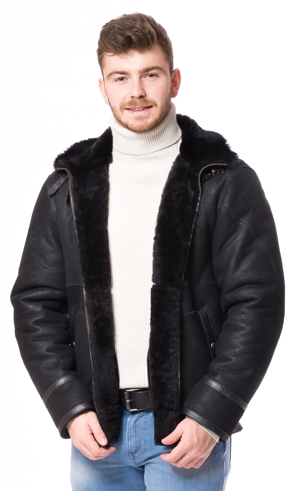 Robert schwarz Herren Lammfelljacke von TRENDZONE