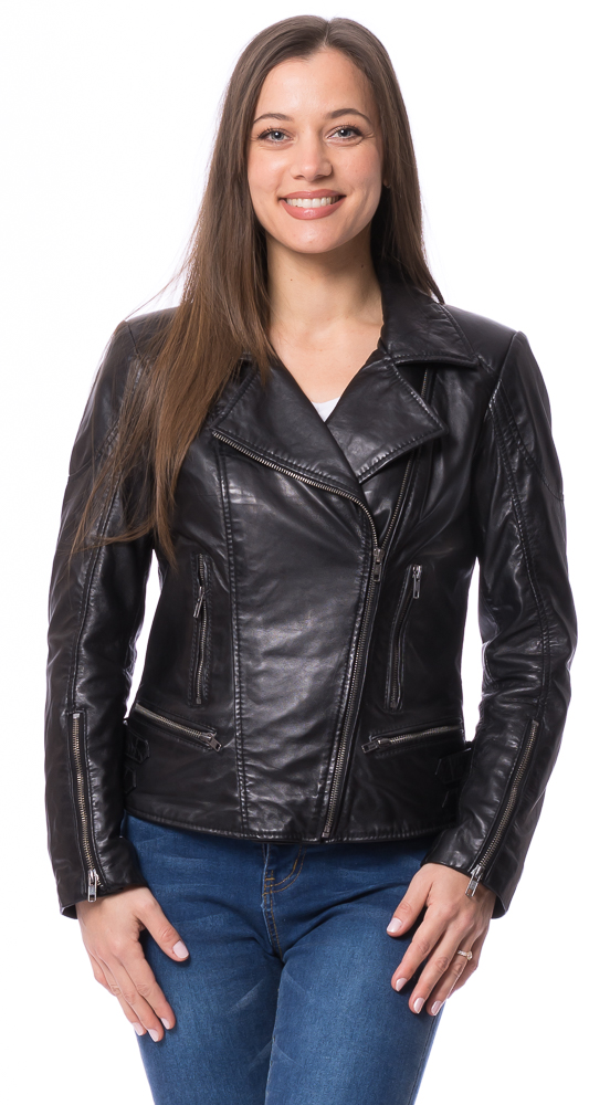 Kensi schwarz Biker Jacke aus Nappaleder Kensi schwarz Biker Jacke aus Nappaleder