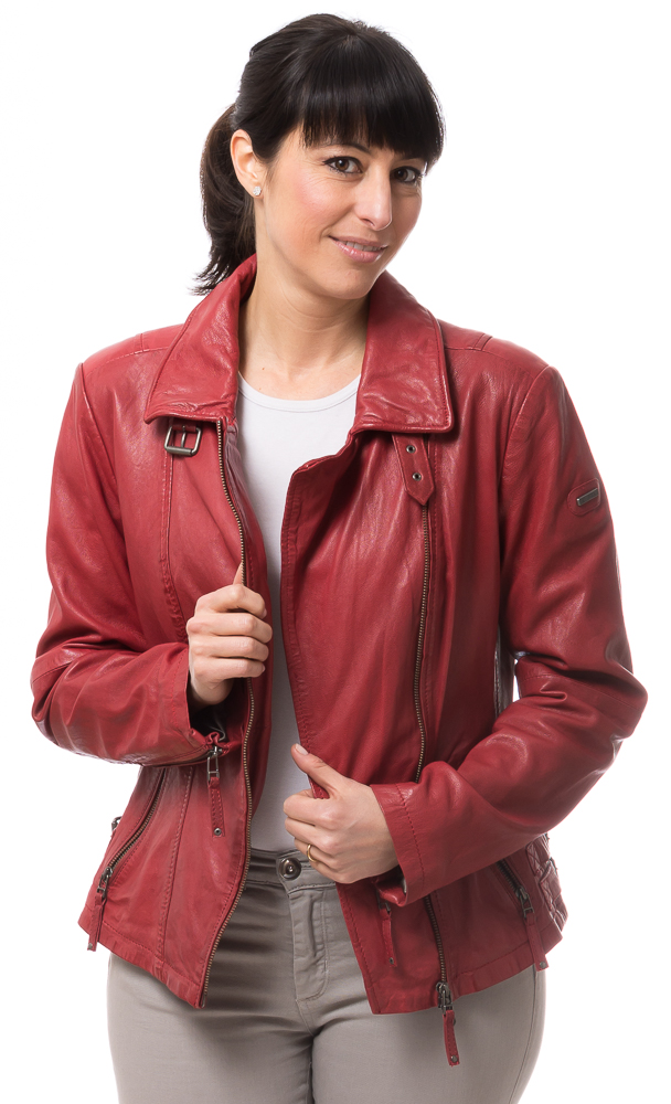 8465 rote Biker Lederjacke für Damen von CABRINI