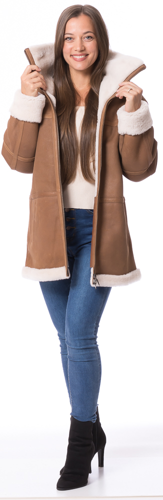 Cozy cognac Lammfelljacke für Damen von TRENDZONE Cozy cognac Lammfelljacke für Damen von TRENDZONE