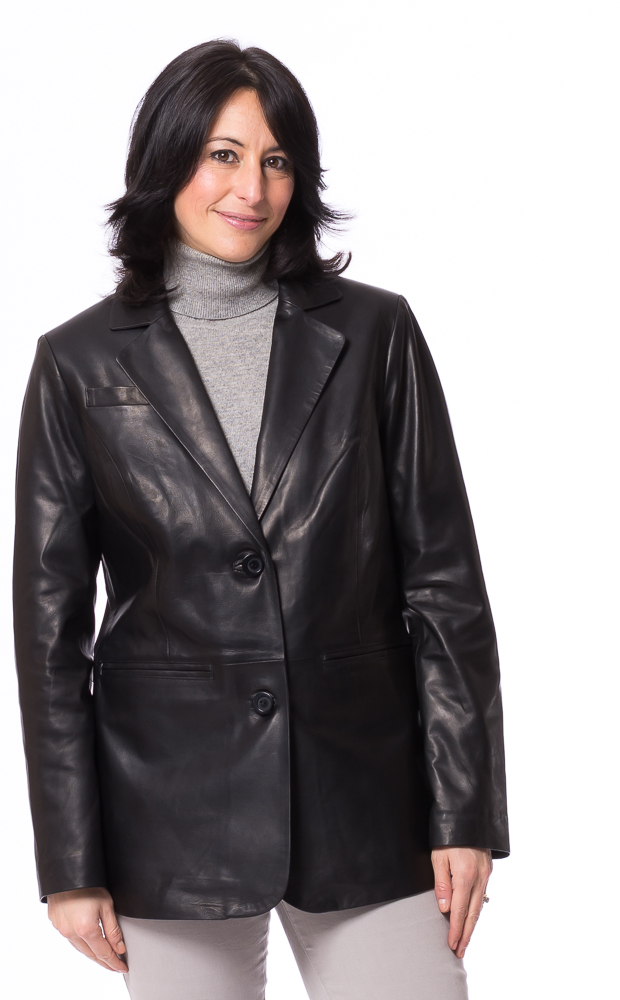 SR-1167 schwarz Leder Blazer für Damen von TRENDZONE