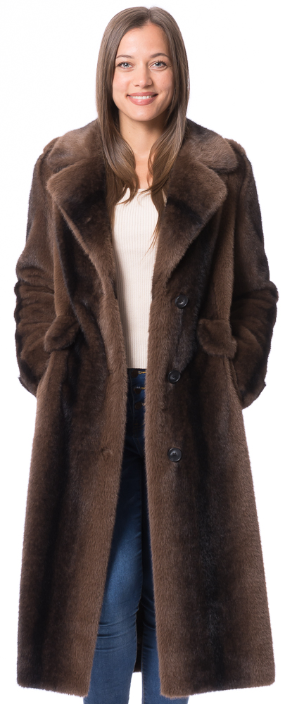 Charlene black/brown stripe  faux fur solky mink Mantel von ROCKANDBLUE