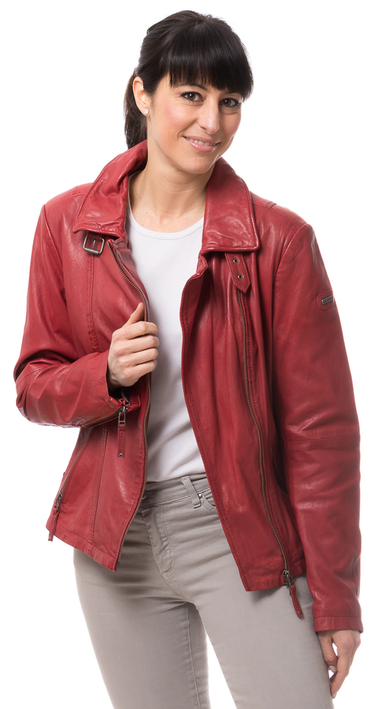 8465 rote Biker Lederjacke für Damen von CABRINI