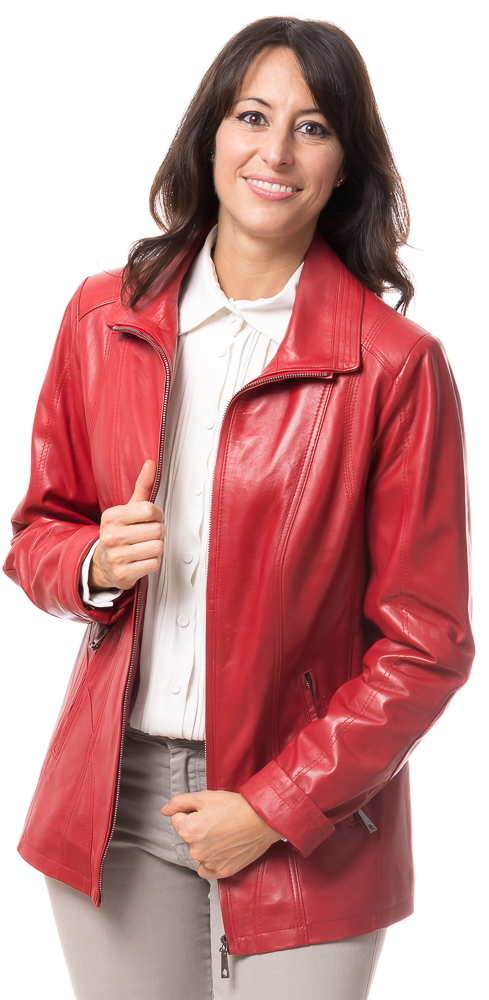 SR-1069 rote Lederjacke für Frauen von TRENDZONE