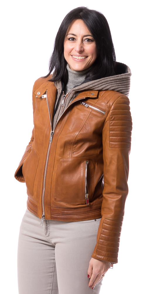 SR-1115 cognac  Nappa Lederjacke schwarz von TRENDZONE