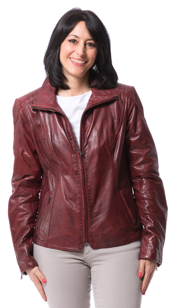 Night burgundy Damen Leder Jacke von TRENDZONE