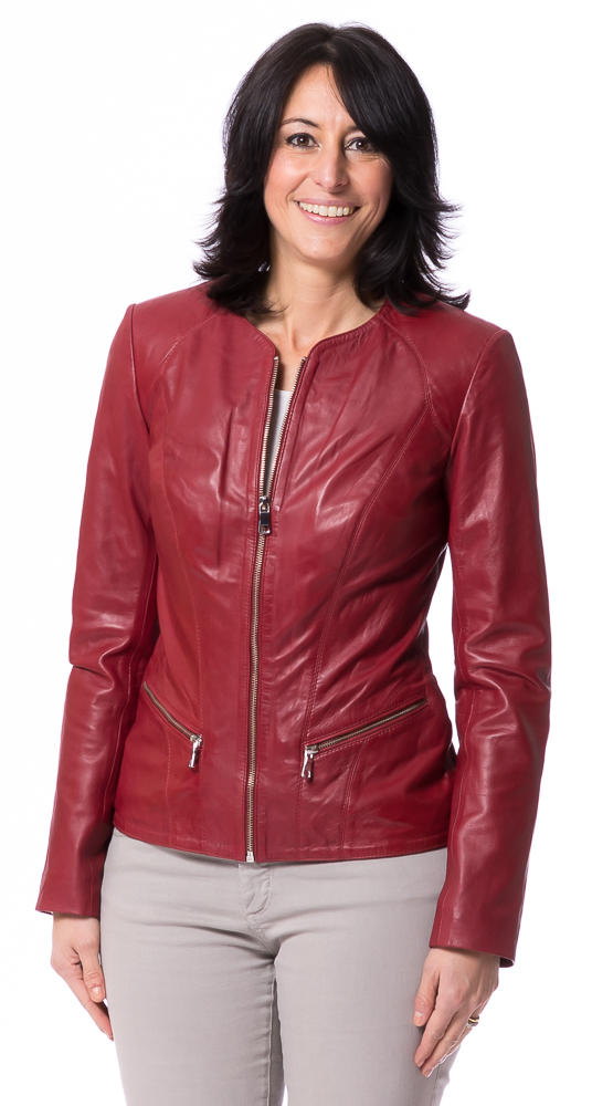 K-16-19 rot Damen Lederjacke von TRENDZONE