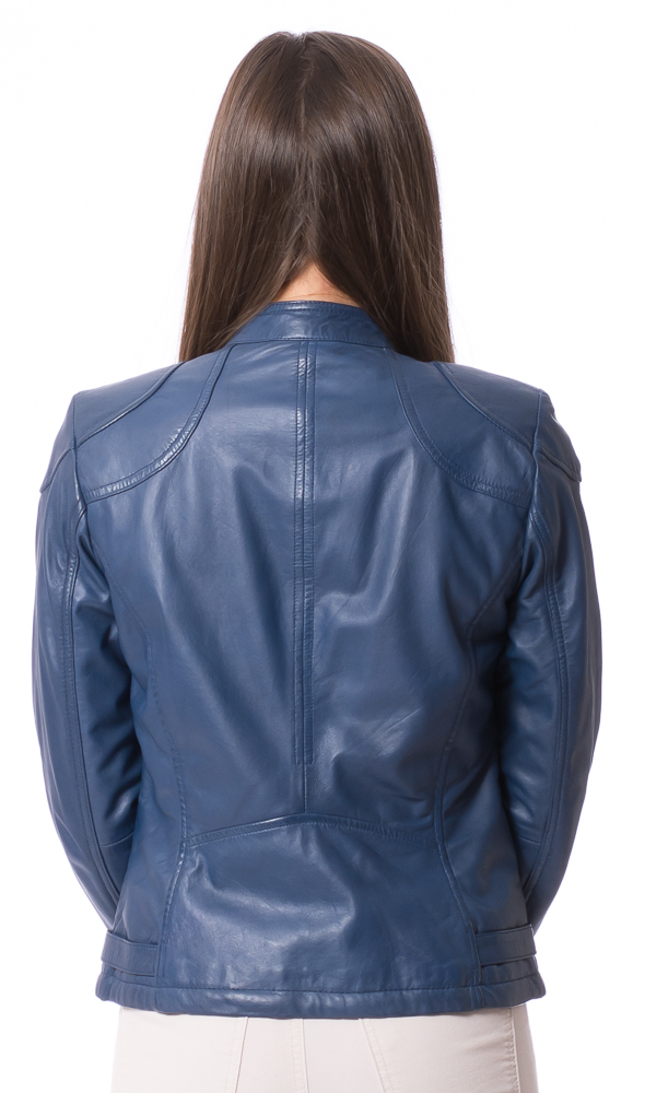 Imala blau Nappaleder Jacke für Damen von JILANI Imala blau Nappaleder Jacke für Damen von JILANI
