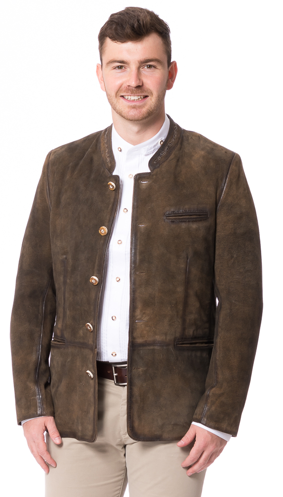 Kirnberg antikbraun Trachtenjacke aus Ziegen Velourleder von MADDOX