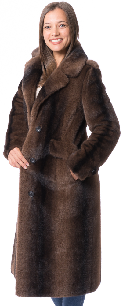 Charlene black/brown stripe  faux fur solky mink Mantel von ROCKANDBLUE