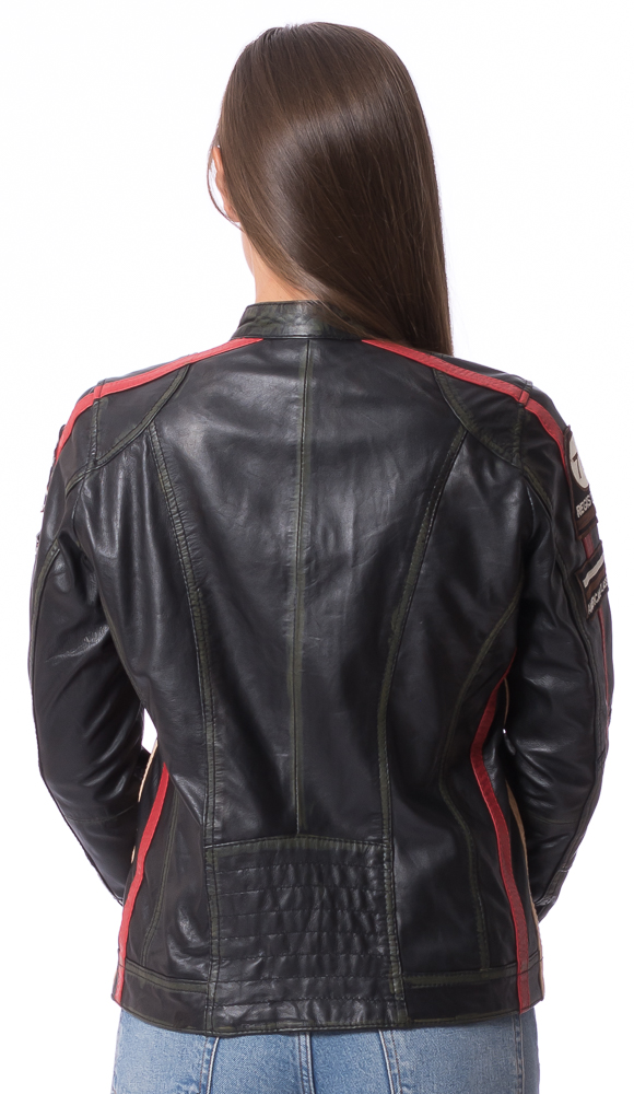 Mono Badge schwarz used Nappaleder Jacke für Frauen von TRENDZONE Mono Badge schwarz used Nappaleder Jacke für Frauen von TRENDZONE