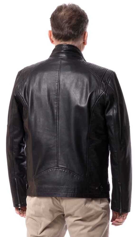 Hens schwarze Herren Lederjacke von TRENDZONE