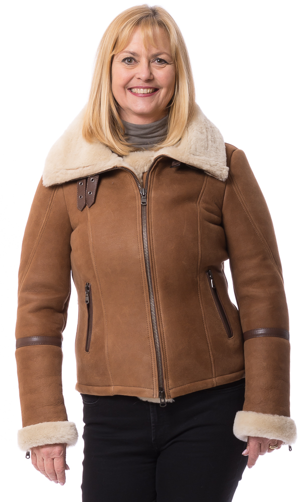 Nili cognac o. sportliche Damen Lammfelljacke von TRENDZONE